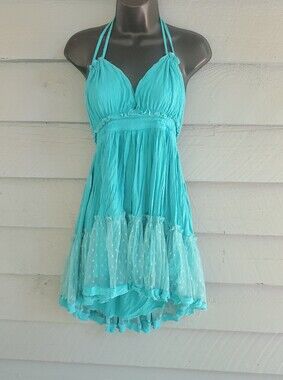 Turquoise Halter Babydoll Dress
